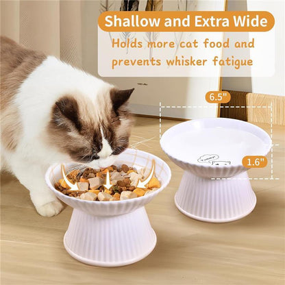 6.5" Extra Wide Ceramic Elevated Cat Bowl