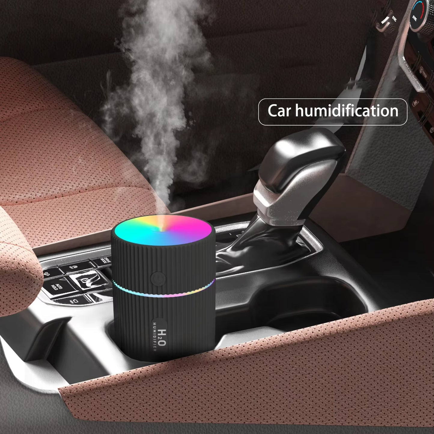 Mini Car Air Humidifier Aromatherapy Diffuser with LED Night Light - USB Steam Oil Diffuser for Home