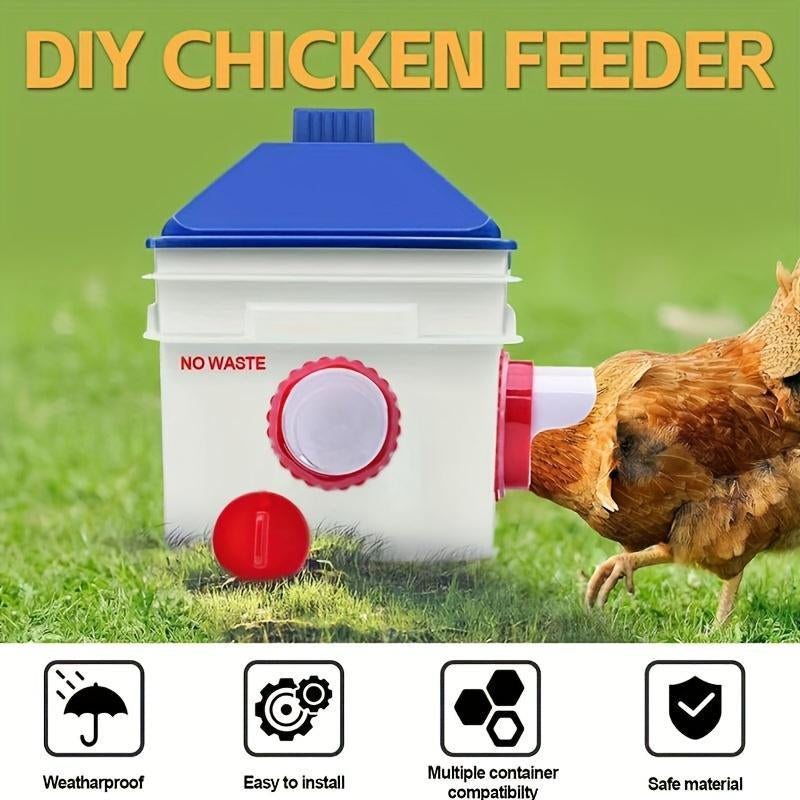 DIY Gravity Chicken Feeder, 1 Count Automatic Chicken Feeder, Wide Application Duck Food Dispenser, Rain Proof Poultry Feeder Port, Automatic Feeding Device for Poultry Feeding, Feeding Tools