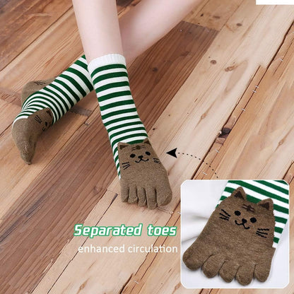 Women'S Toe Sock Cute Cat Dog Ankle Sock Cotton Athletic Running Five Finger Socks for Girls