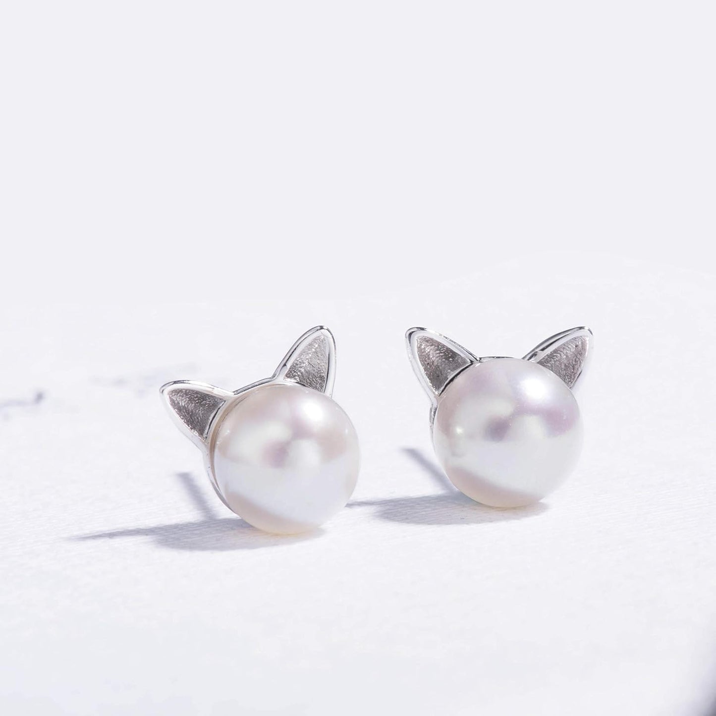 Cat Earrings Pearl Earrings Sterling Silver Earrings for Women Cat Memorial Gifts Cat Gifts for Cat Lovers Cat Jewelry for Women