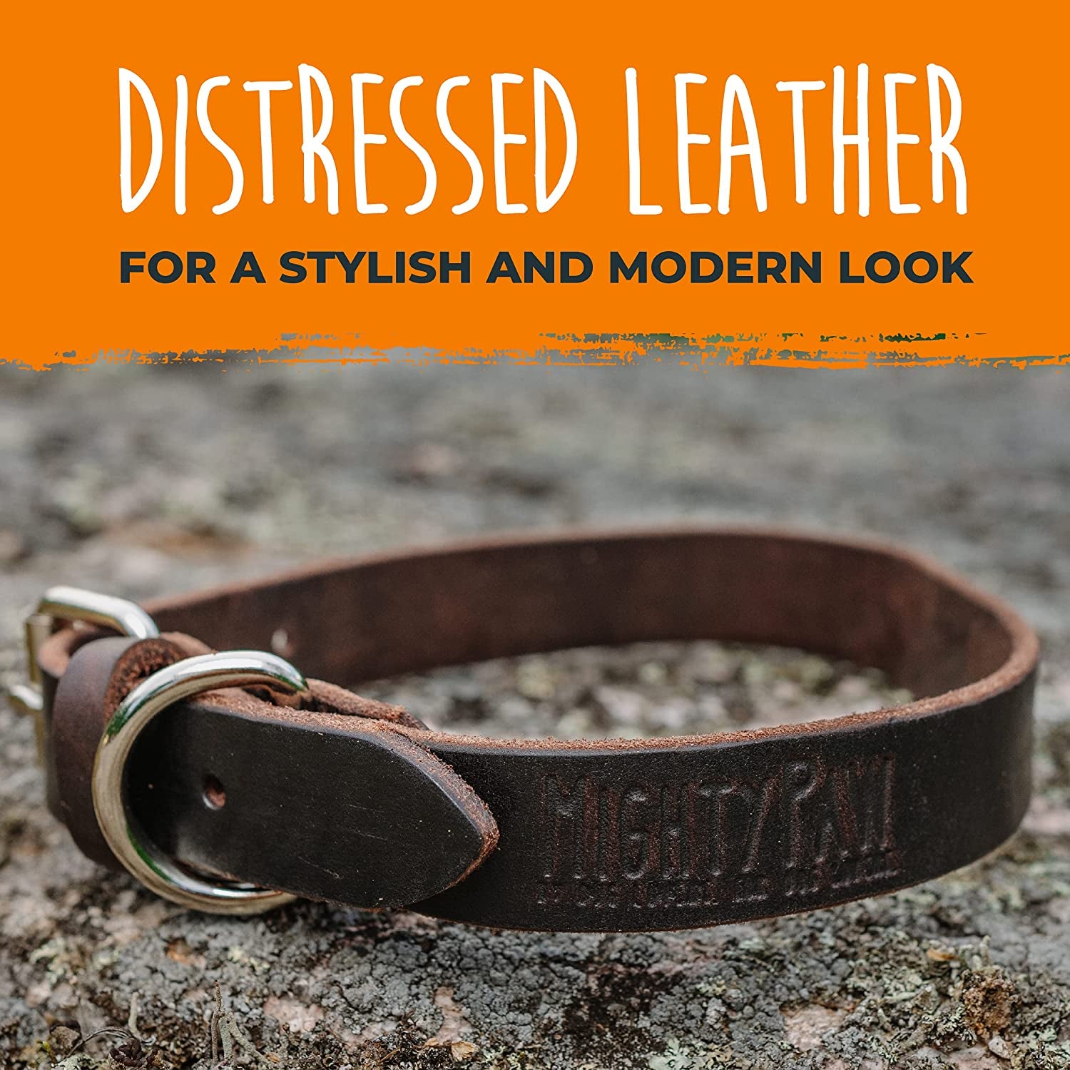 Leather Dog Collar - Genuine Material - Thick Leather - Strong Metal Buckle - Ultimate Comfort - Modern Dog Design - Dog Collar Metal Buckle - Luxury Dog Collar for All Dog Sizes - (Brown)