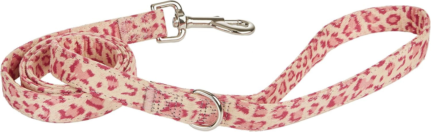 Dog Leash Leopard Pattern, 4 Feet Length, Durable Nylon with Ribbon for Medium and Large Dogs.(Medium,Pink Leopard Leash)