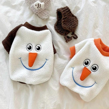 Cartoon Snowman Design Pet Pullover, 1 Count Cute Pet Sweatshirt for Fall & Winter, Pet Clothes for Small Medium Dog & Cat