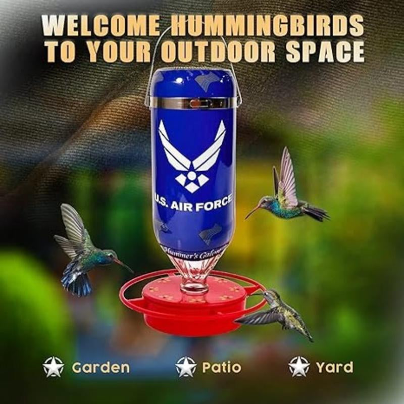 Hummer'S Galore, United States Armed Forces Hummingbird Feeders for Outdoors Hanging Ant and Bee Proof, 32 Oz, Glass (US Navy)