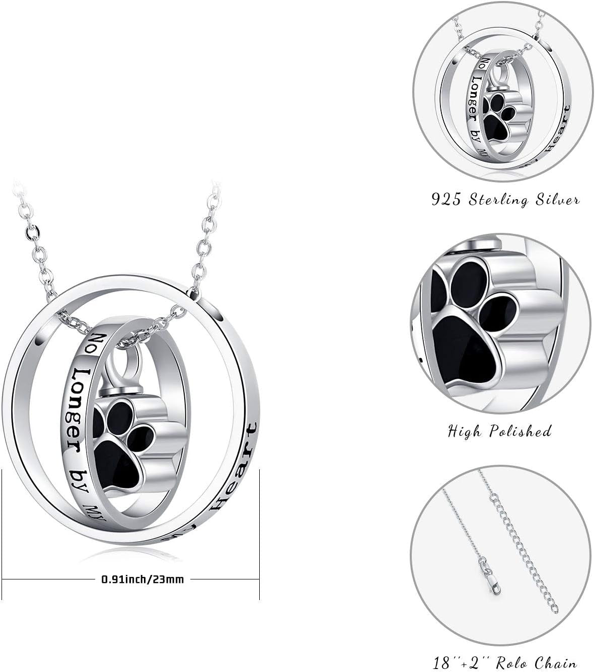 Cremation Jewelry 925 Sterling Silver Sunflower/Rose/Paw Urn Necklace for Ashes Memorial Keepsake Gifts for Women