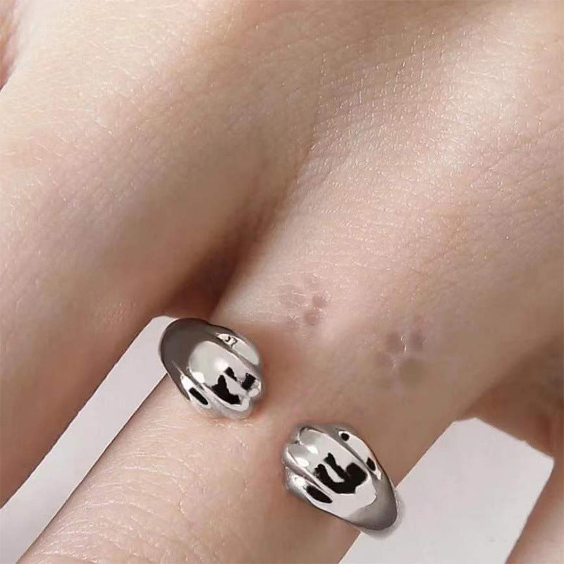 Fashion Jewelry Cute Cat Paw Silver Stray Cat Peripheral Ring