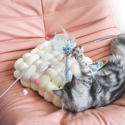 Interactive Cat Toys - Feather Wand Set for Indoor Cat Play and Exercise