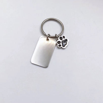 100% Stainless Steel Blank Paw Print House Heart Rectangle Dog Tag Charm Keychain Key Ring for Engrave Mirror Polished 10Pcs