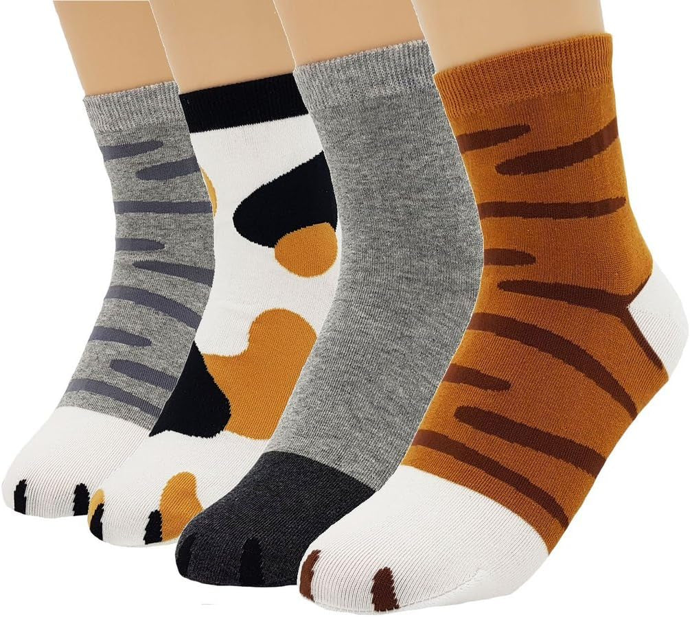 Women'S Cute Kitty Cat Paws Socks with Paw Prints on Toes