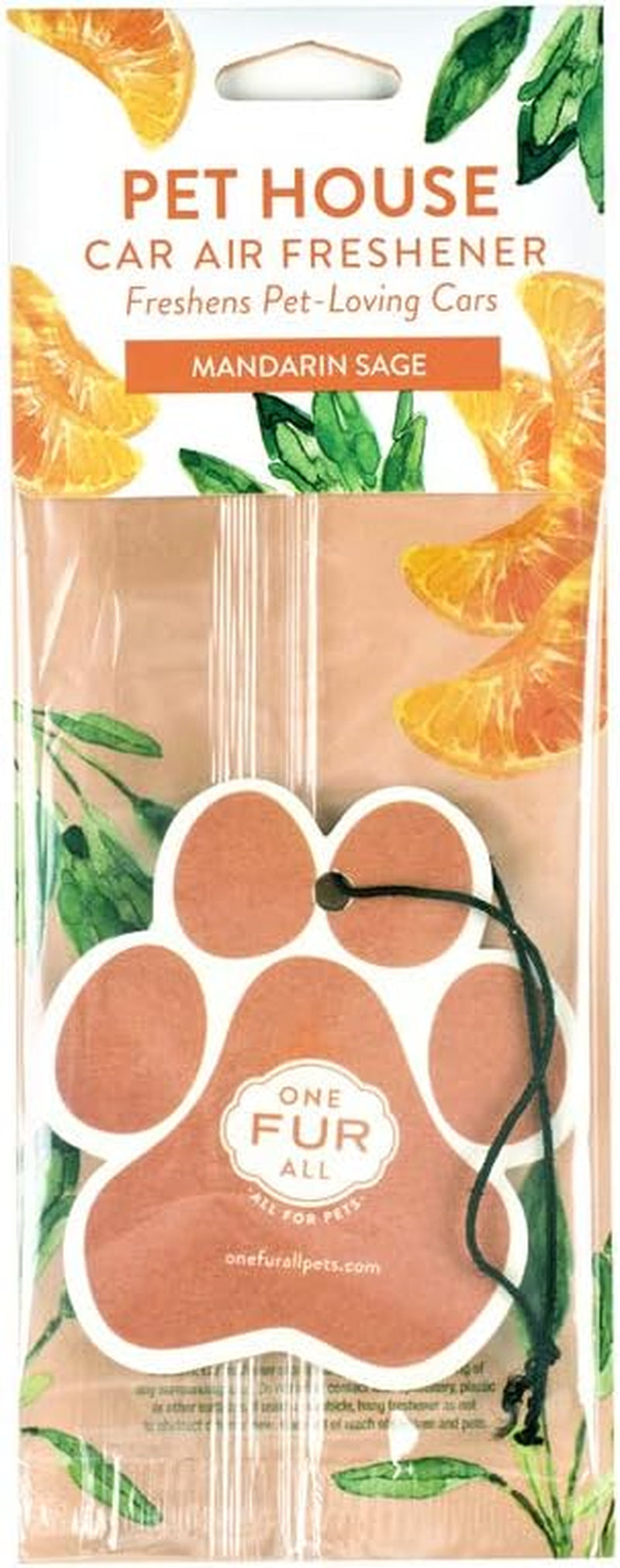 Pet House Car Air Freshener - Mandarin Sage Pack of 4 - Non-Toxic Car Air Freshener - Pet-Friendly Air Freshener for Small Spaces & Car - Hanging Odor Eliminating Air Freshener