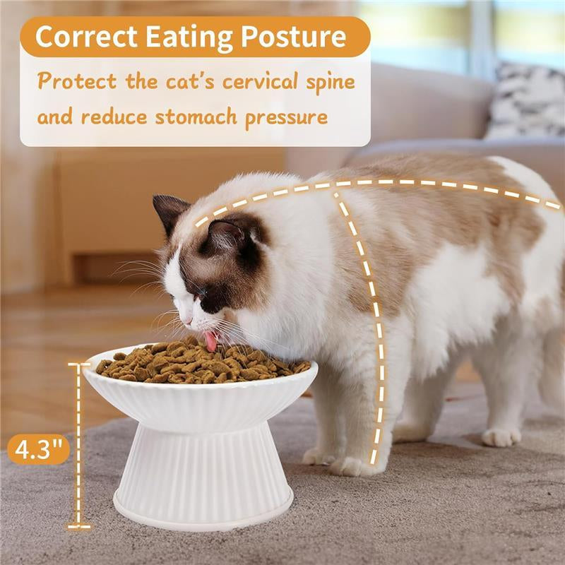 6.5" Extra Wide Ceramic Elevated Cat Bowl