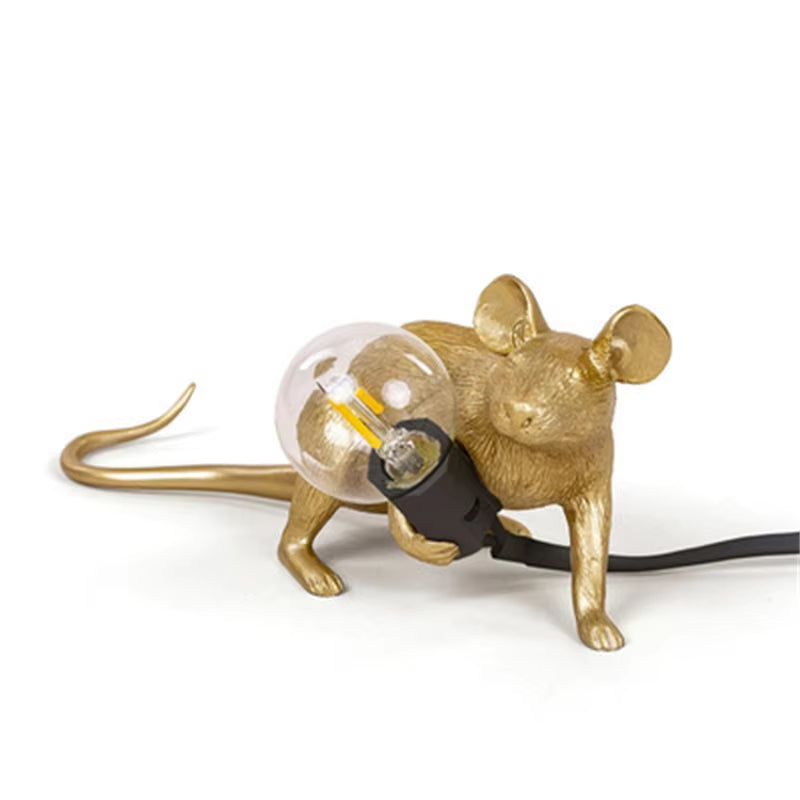 Modern LED Table Lights Resin Animal Rat Cat Squirrel LED Night Lights Mouse Table Lamps Home Decor Desk Lamp Lighting Fixtures