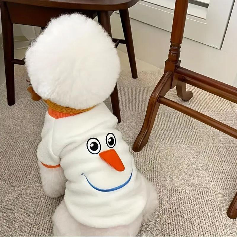 Cartoon Snowman Design Pet Pullover, 1 Count Cute Pet Sweatshirt for Fall & Winter, Pet Clothes for Small Medium Dog & Cat