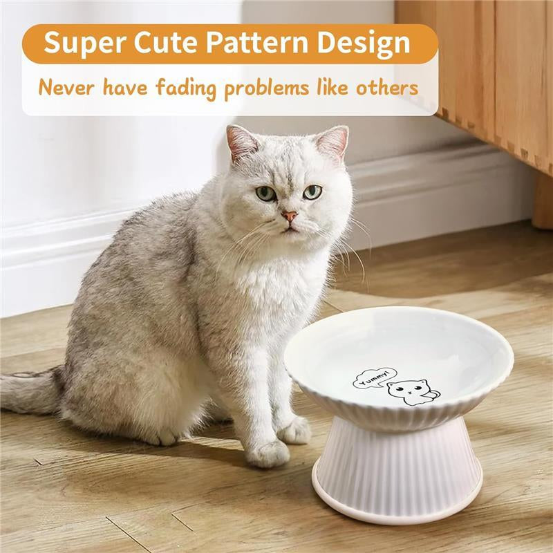 6.5" Extra Wide Ceramic Elevated Cat Bowl