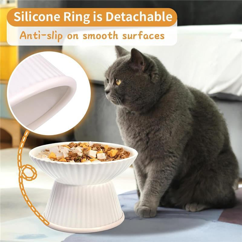 6.5" Extra Wide Ceramic Elevated Cat Bowl