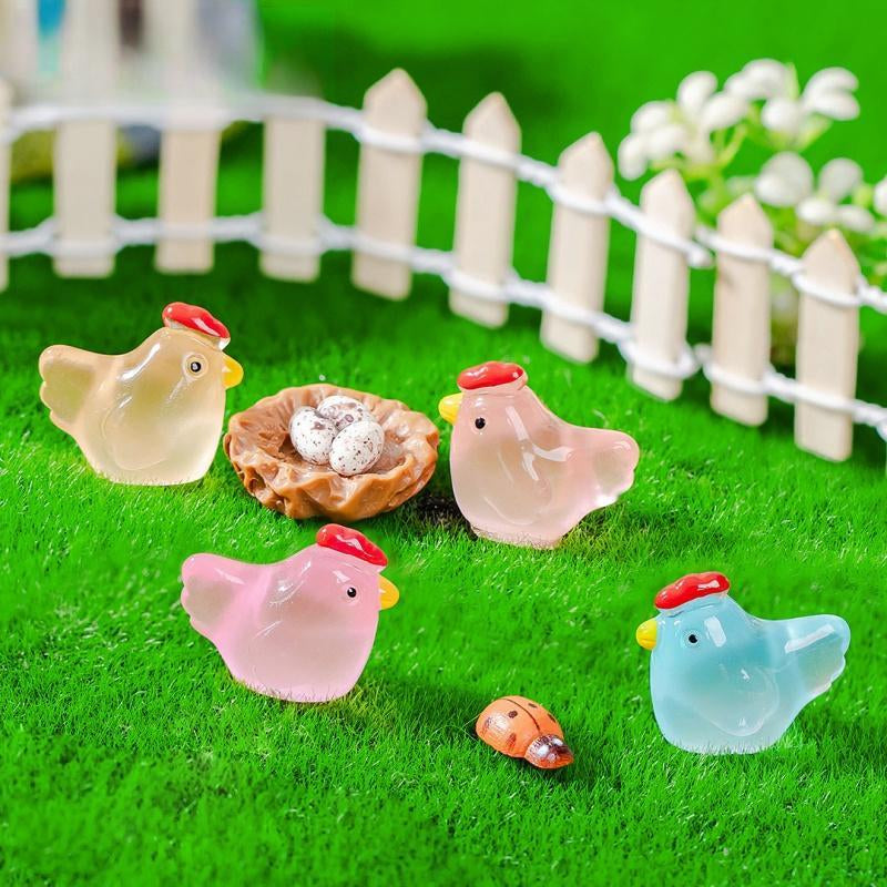 Cartoon Chicken Design Resin Ornament, Mini Simulation Resin Ornament, DIY Handmade Jewelry Resin Accessories, Micro Landscape Decoration, Small Chicken for Fish Tank