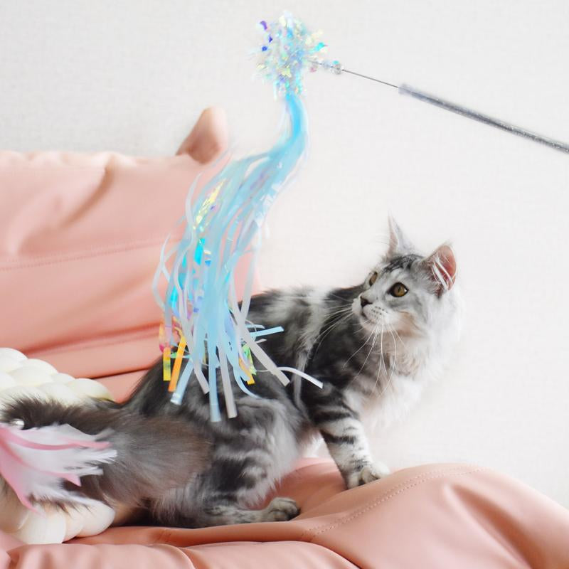 Interactive Cat Toys - Feather Wand Set for Indoor Cat Play and Exercise