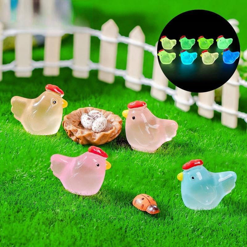 Cartoon Chicken Design Resin Ornament, Mini Simulation Resin Ornament, DIY Handmade Jewelry Resin Accessories, Micro Landscape Decoration, Small Chicken for Fish Tank