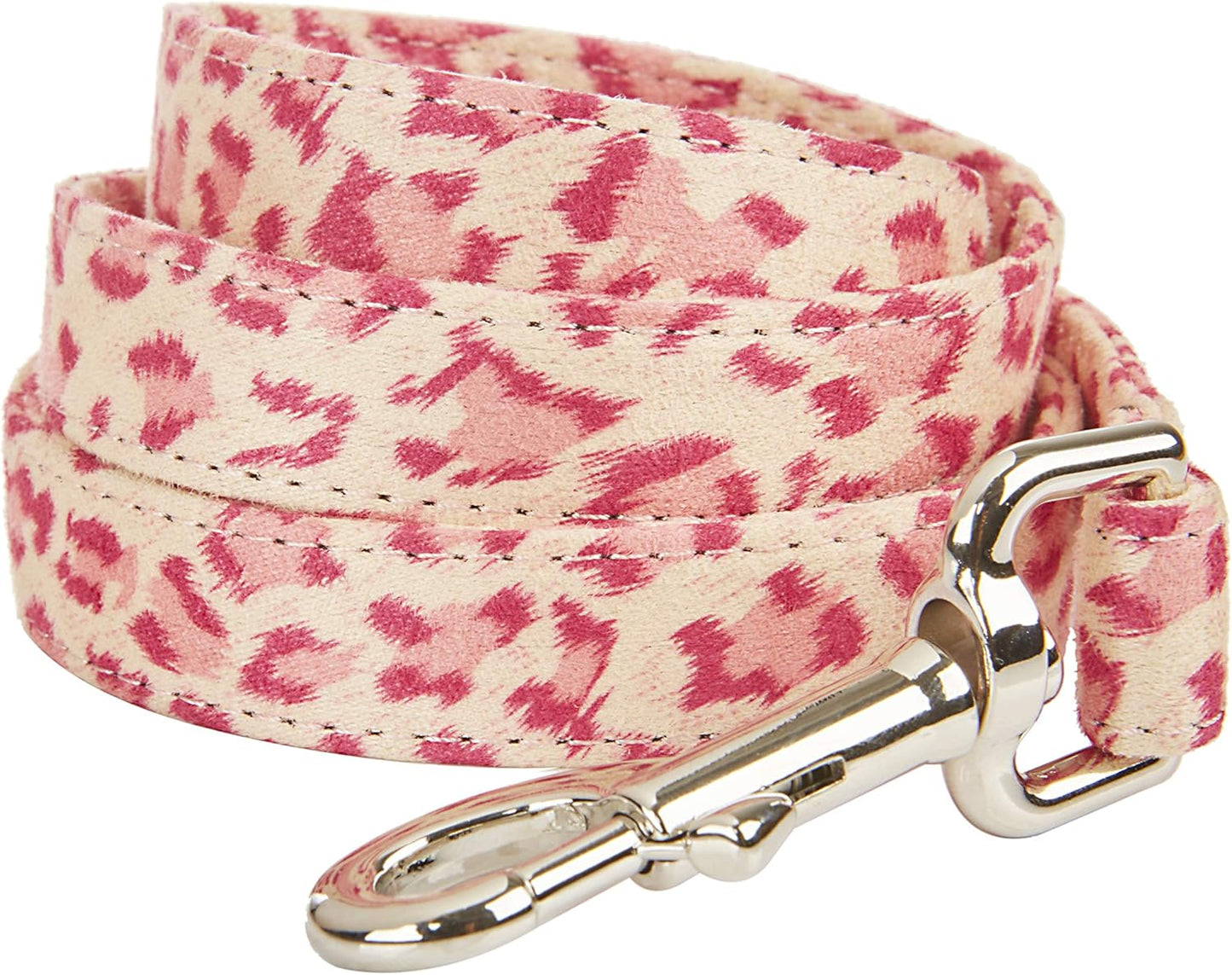 Dog Leash Leopard Pattern, 4 Feet Length, Durable Nylon with Ribbon for Medium and Large Dogs.(Medium,Pink Leopard Leash)