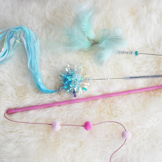 Interactive Cat Toys - Feather Wand Set for Indoor Cat Play and Exercise