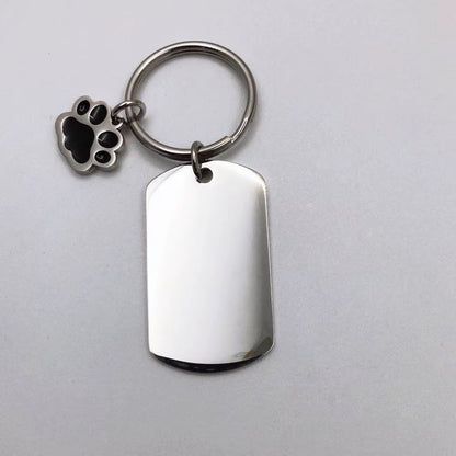 100% Stainless Steel Blank Paw Print House Heart Rectangle Dog Tag Charm Keychain Key Ring for Engrave Mirror Polished 10Pcs