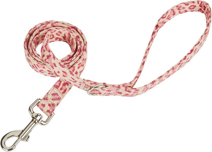 Dog Leash Leopard Pattern, 4 Feet Length, Durable Nylon with Ribbon for Medium and Large Dogs.(Medium,Pink Leopard Leash)