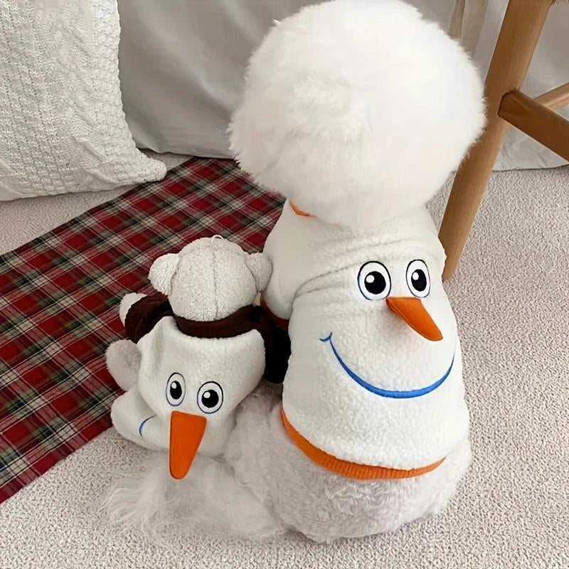 Cartoon Snowman Design Pet Pullover, 1 Count Cute Pet Sweatshirt for Fall & Winter, Pet Clothes for Small Medium Dog & Cat