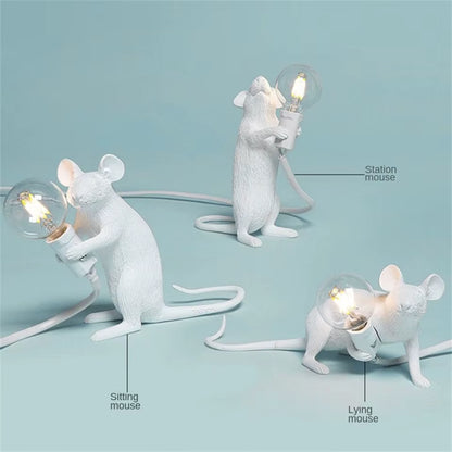 Modern LED Table Lights Resin Animal Rat Cat Squirrel LED Night Lights Mouse Table Lamps Home Decor Desk Lamp Lighting Fixtures