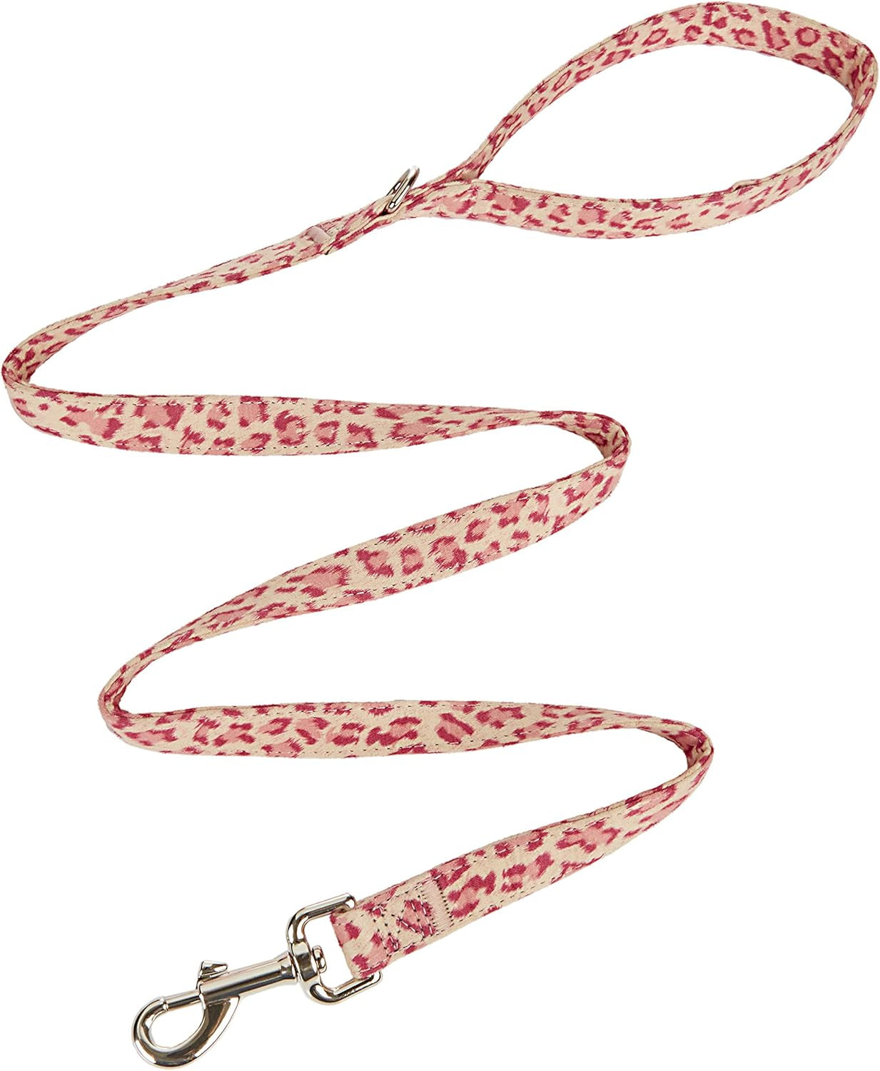 Dog Leash Leopard Pattern, 4 Feet Length, Durable Nylon with Ribbon for Medium and Large Dogs.(Medium,Pink Leopard Leash)