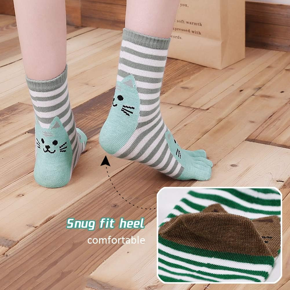 Women'S Toe Sock Cute Cat Dog Ankle Sock Cotton Athletic Running Five Finger Socks for Girls