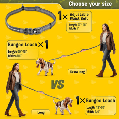 Exquisite Hands-Free Dog Leash for Medium Dogs: Perfect for Active Pet Owners Comfortable, Durable & Ideal for Running, Walking, Hiking. Premium Dog Waist Leash with Bungee. Must-Have Dog Gear