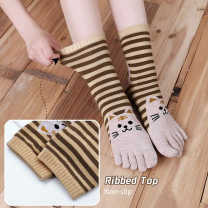 Women'S Toe Sock Cute Cat Dog Ankle Sock Cotton Athletic Running Five Finger Socks for Girls