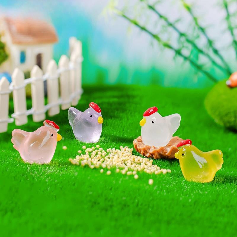 Cartoon Chicken Design Resin Ornament, Mini Simulation Resin Ornament, DIY Handmade Jewelry Resin Accessories, Micro Landscape Decoration, Small Chicken for Fish Tank