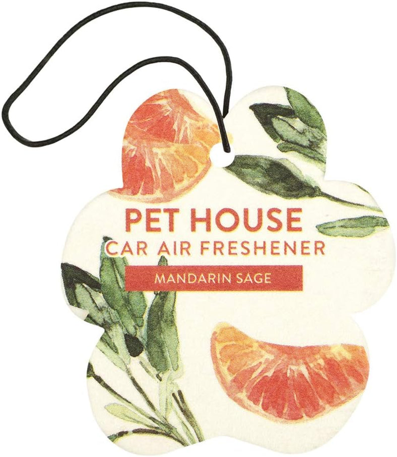 Pet House Car Air Freshener - Mandarin Sage Pack of 4 - Non-Toxic Car Air Freshener - Pet-Friendly Air Freshener for Small Spaces & Car - Hanging Odor Eliminating Air Freshener